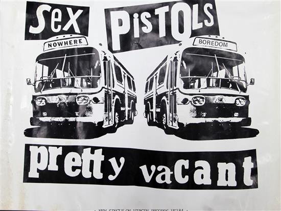 The Sex Pistols: A promotional poster for Pretty Vacant, 39.75 x 28.25in.